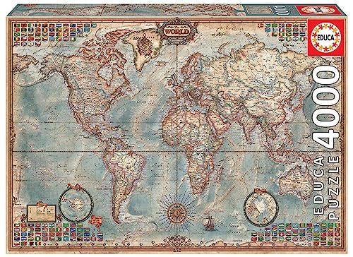 EDUCA 4000 Piece Puzzle  The World Map - Image 1