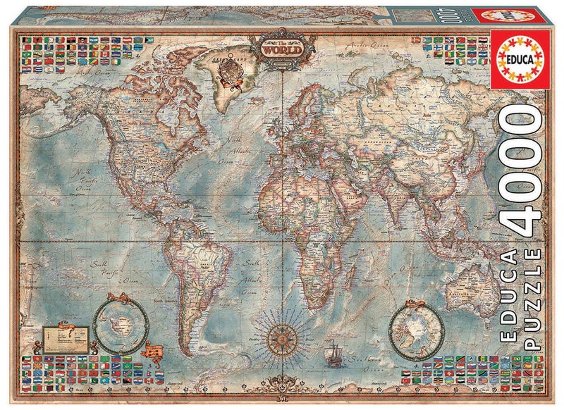 EDUCA 4000 Piece Puzzle  The World Map - Image 2