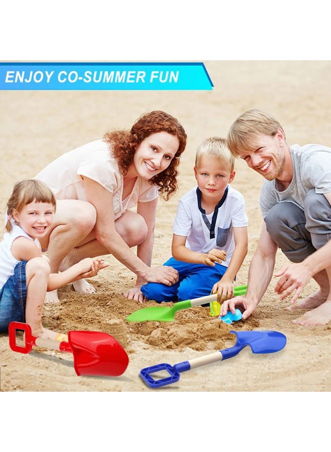 Anzmtosn 16" Kids Beach Spades Sand Shovels Toys Gardening Tools Kit Sandbox Sturdy Scoop Durable Wood Handle ABS Plastic Spade for Garden Sand Snow Backyard Summer Kids Adults 3 Pack- Blue&Green&Red - Image 5