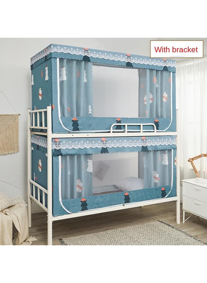 Bluejw RKT4 Student Dormitory Bed Curtain Plus Mosquito Net Integrated Upper Bunk Lower Bunk Full Shading Anti-mosquito Universal Zipper With Bracket - Image 5