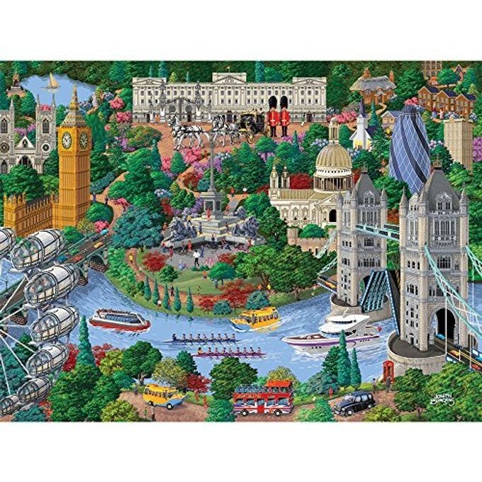 Bits and Pieces London City View Jigsaw Puzzle for Adults  England Cityscape by Artist Joseph Burgess  Random Cut Puzzle (1000 Piece Puzzle 20" x 27") - Image 2