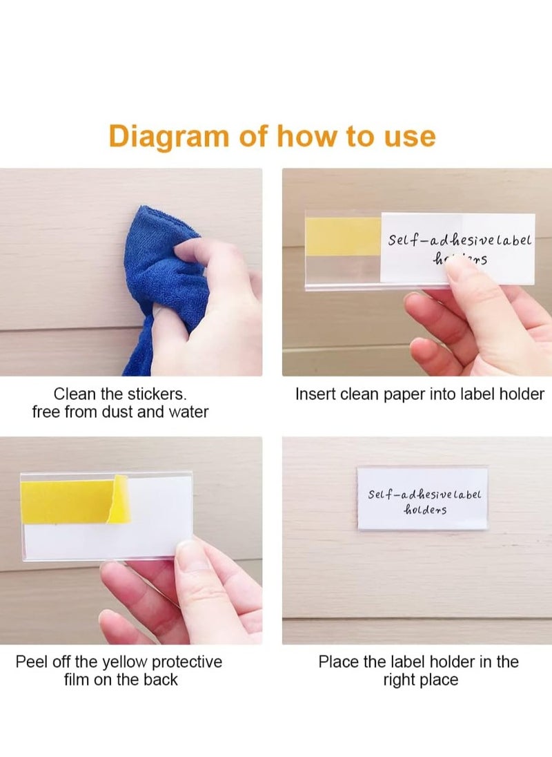 SYOSI Self Adhesive Ticket Holder,50 pcs 4x8 cm Price Tag Holders,Clear Self Adhesive Label Holders,for Shop Office Homewith White Card Inserts  - Image 5