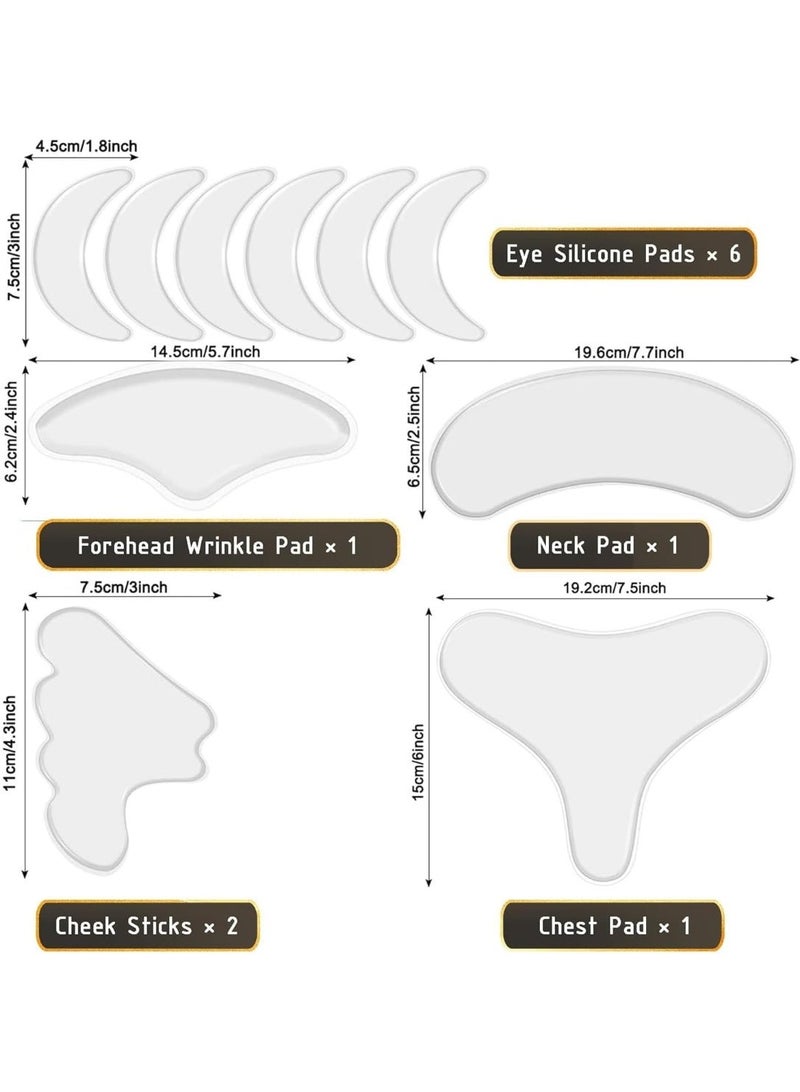 Tazweeq Neck Wrinkle Patches, Reusable Silicone Material, for Chest, Forehead, Under Eye, Neck & Nasolabial Folds, Anti-Wrinkle Pads for Firming, Smoothing Fine Lines, Anti-Aging Skincare, 11 Pcs - Image 3