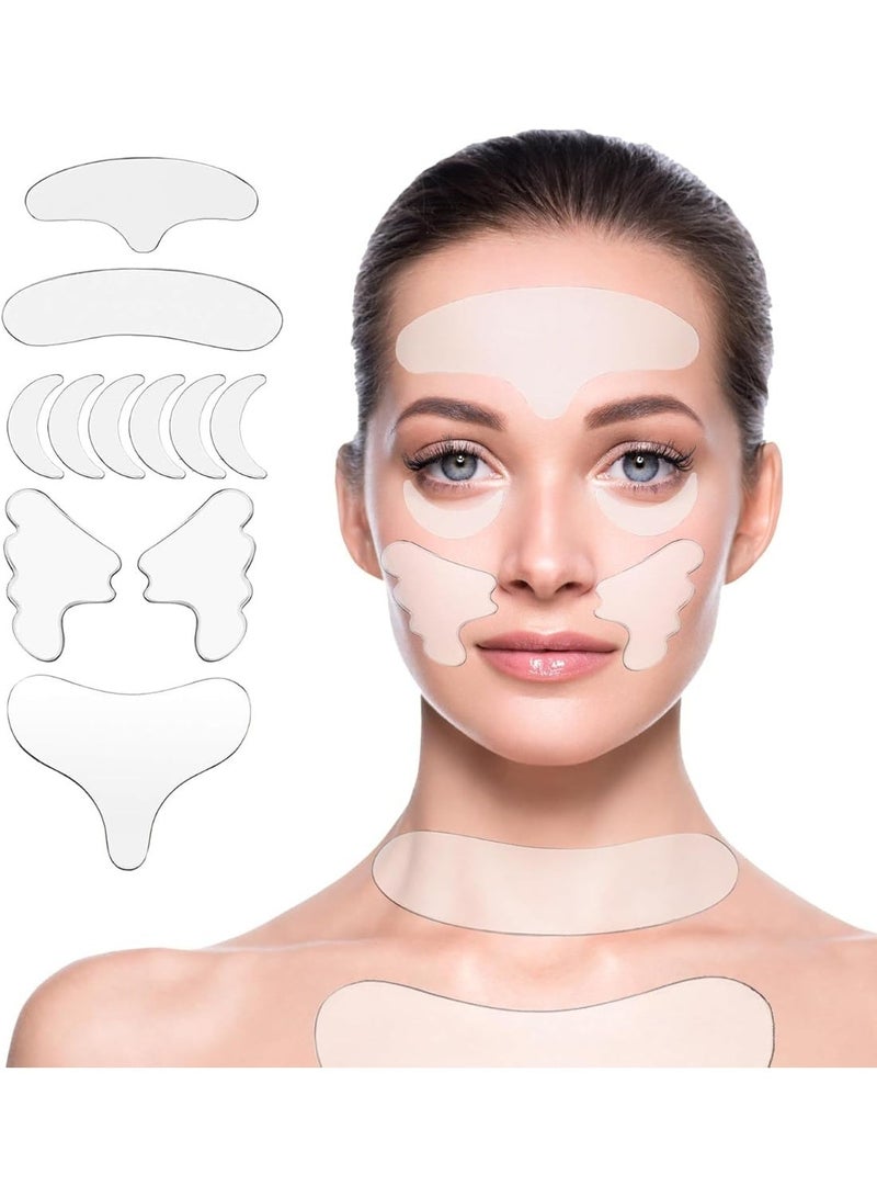 Tazweeq Neck Wrinkle Patches, Reusable Silicone Material, for Chest, Forehead, Under Eye, Neck & Nasolabial Folds, Anti-Wrinkle Pads for Firming, Smoothing Fine Lines, Anti-Aging Skincare, 11 Pcs - Image 1