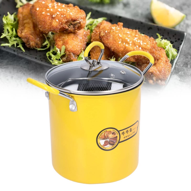 Acouto Deep Fryer Casserole, 3L Mini Stainless Steel Fryer Casserole Japanese Frying Pan with Oil Filter Rack Lid Tempura Fryer Pot for Home Kitchen - Image 2