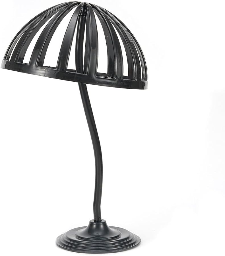Adjustable Wig And Hat Stand Holder Display Rack With Base Black - Image 1