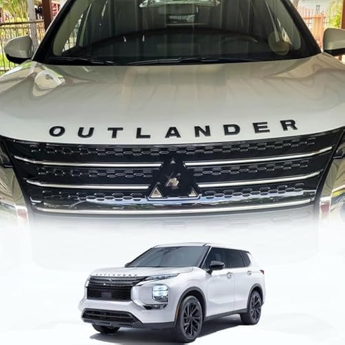 rayihni For Mitsubishi Outlander 2022 2023 2024 2025 Carbon Fiber Front Hood Emblem Curved 3D Badge Exterior Adhesive Logo Decal Accessories Set - Image 2