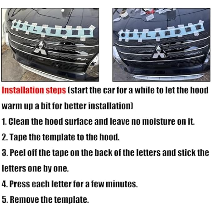 rayihni For Mitsubishi Outlander 2022 2023 2024 2025 Carbon Fiber Front Hood Emblem Curved 3D Badge Exterior Adhesive Logo Decal Accessories Set - Image 5