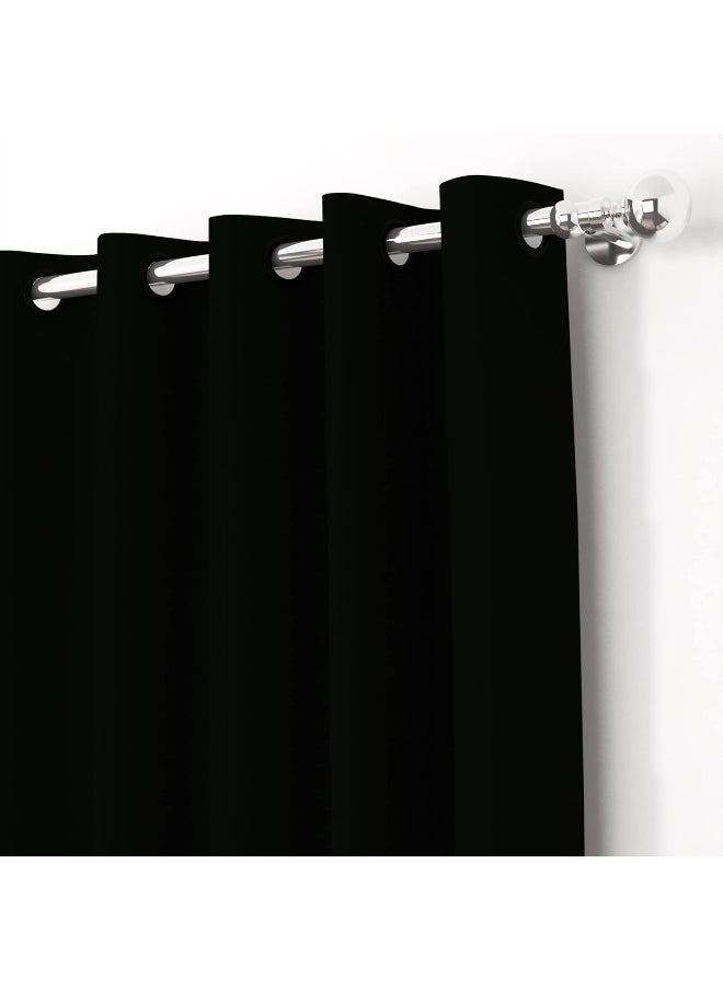 Story@Home - Story@Home Blackout Window Curtains, for Living/Bedroom. Premium Faux Silk, Rich Polyester. Light Blocking, Thermal Insulation, Noise Reduction. Grommet. Solid Black, 2 Panels, 152cm/5ft - Image 1