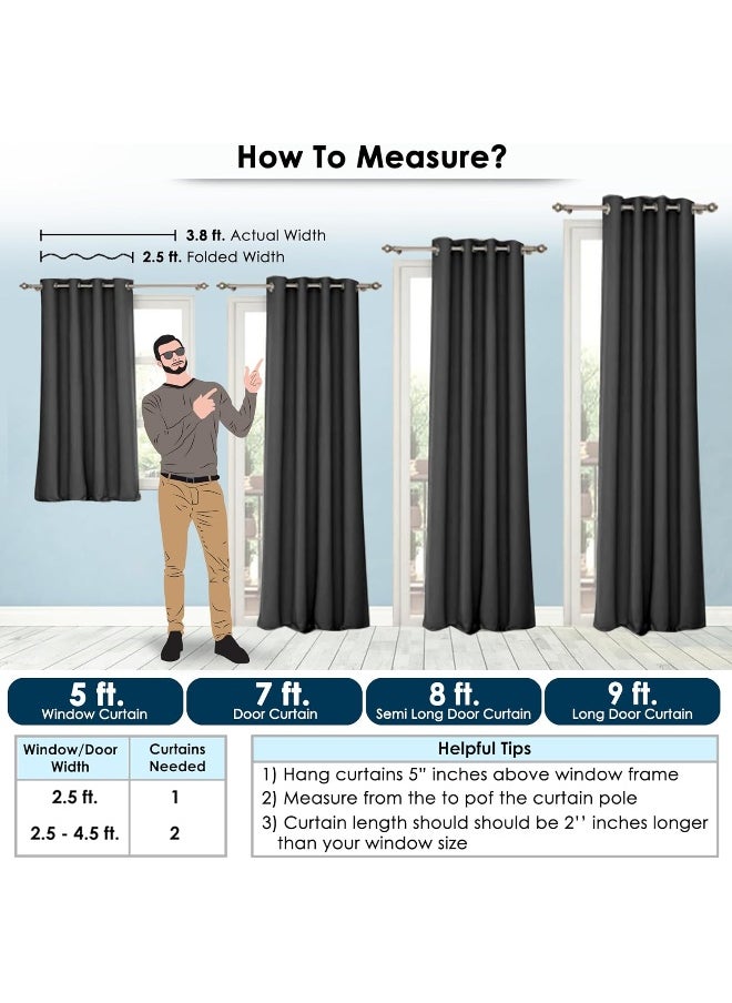 Story@Home - Story@Home Blackout Window Curtains, for Living/Bedroom. Premium Faux Silk, Rich Polyester. Light Blocking, Thermal Insulation, Noise Reduction. Grommet. Solid Black, 2 Panels, 152cm/5ft - Image 1