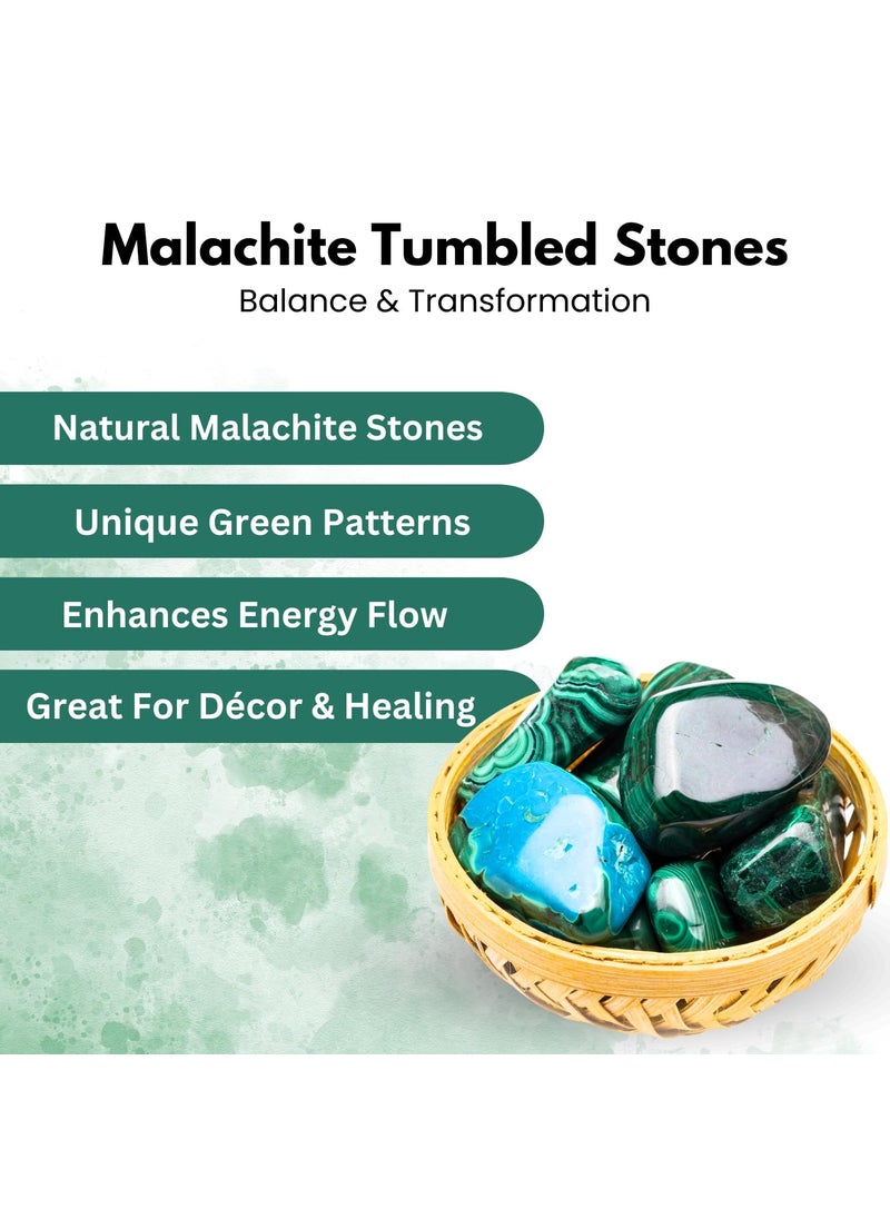 Plus Value Plus Value Malachite Tumbled Stone Pebbles Reiki Healing Crystal Aura Chakra 200grams Basket  - Image 5