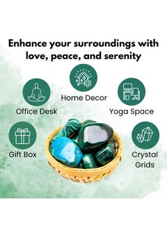 Plus Value Plus Value Malachite Tumbled Stone Pebbles Reiki Healing Crystal Aura Chakra 200grams Basket  - Image 2