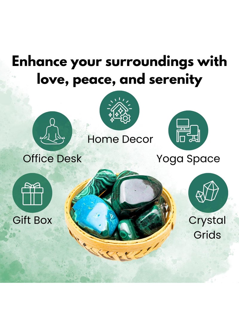 Plus Value Plus Value Malachite Tumbled Stone Pebbles Reiki Healing Crystal Aura Chakra 200grams Basket  - Image 2
