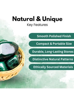 Plus Value Plus Value Malachite Tumbled Stone Pebbles Reiki Healing Crystal Aura Chakra 200grams Basket  - Image 4
