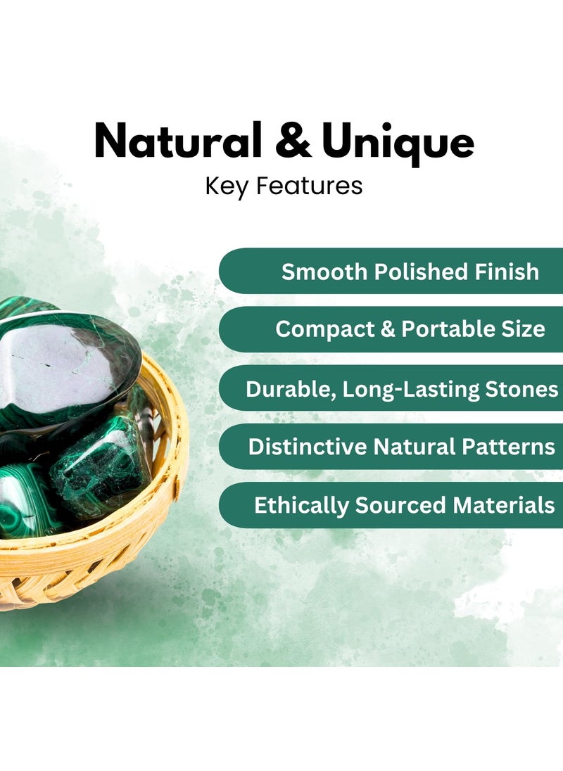 Plus Value Plus Value Malachite Tumbled Stone Pebbles Reiki Healing Crystal Aura Chakra 200grams Basket  - Image 4