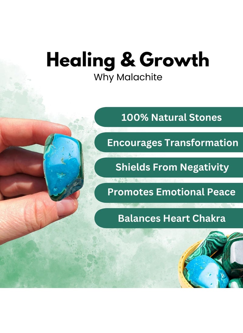 Plus Value Plus Value Malachite Tumbled Stone Pebbles Reiki Healing Crystal Aura Chakra 200grams Basket  - Image 3