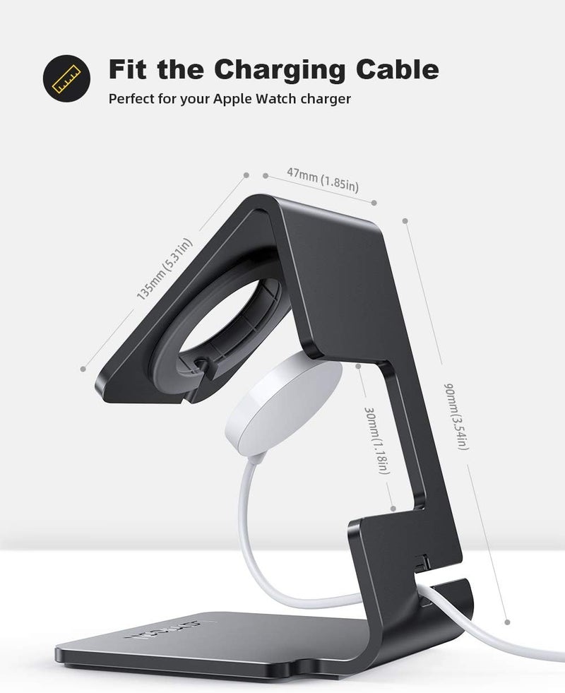 Stand for Apple Watch, Charging Stand - [Not Charger] Desk iWatch Holder Charging Dock Station for Apple Watch Ultra2, Ultra, Series 10/9/8/SE2/7/6/SE/5/4/3/2/1 (49/45/44/42/41/38mm)- Black - Image 5