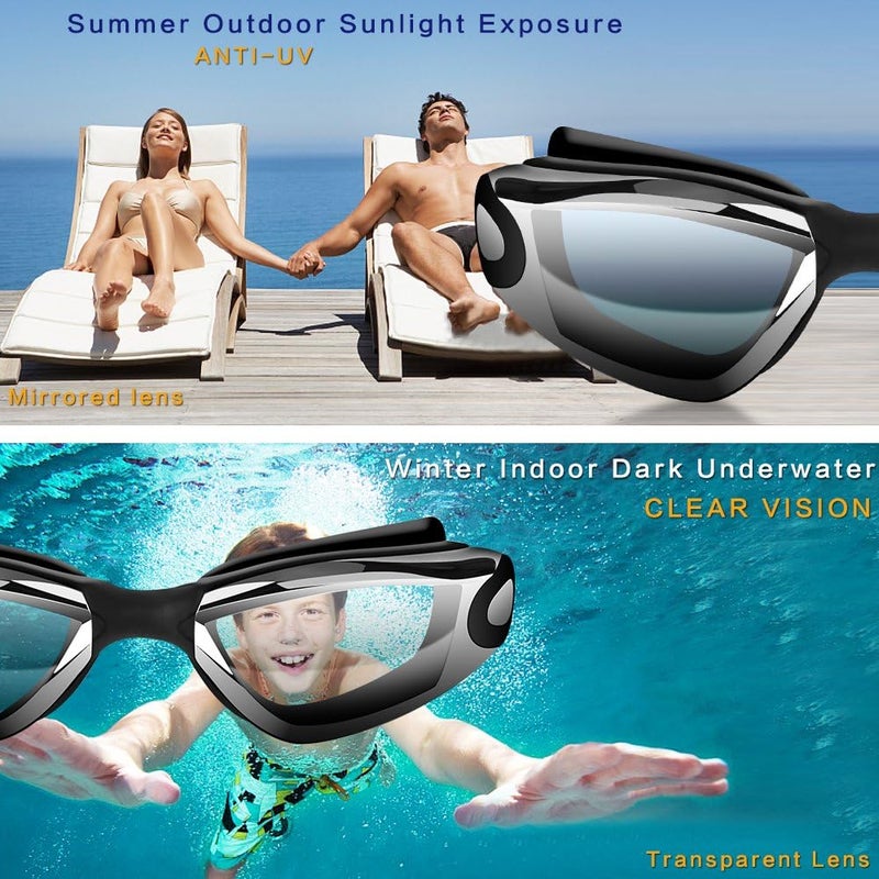 Hurdilen Swim Goggles Swimming Goggles No Leaking with Nose Clip, Earplugs, Swim Cap and Case for Men Women - Image 5