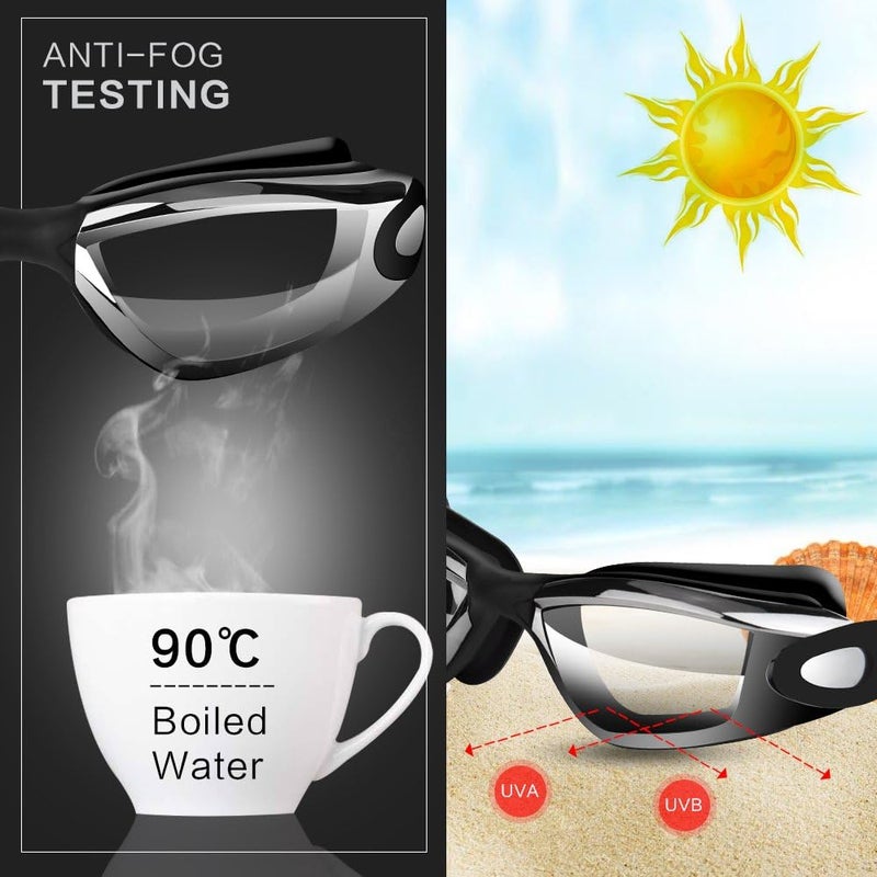 Hurdilen Swim Goggles Swimming Goggles No Leaking with Nose Clip, Earplugs, Swim Cap and Case for Men Women - Image 4