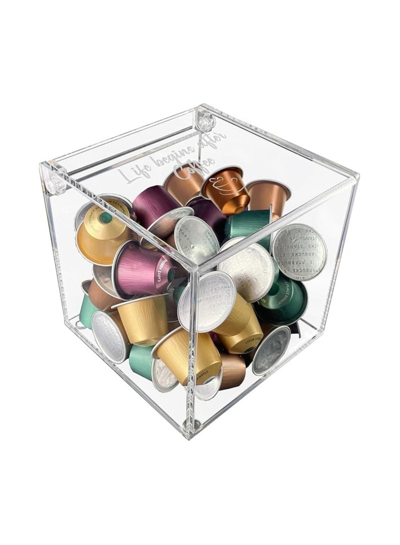 Creative Planet coffee pods holder for Nespresso vertuo keurig k cups capsules, designer acrylic coffee bar accessories for your coffee station (Life Begins After Coffee) - Image 1