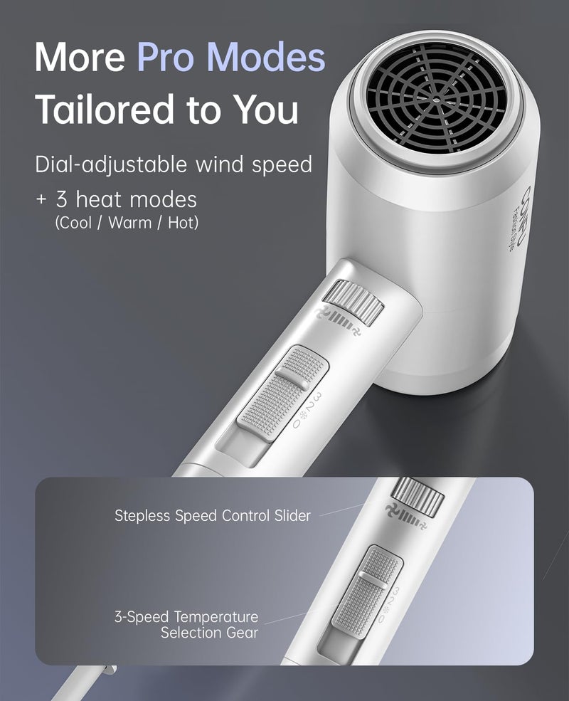 CONFU Hair Dryer with Diffuser, CONFU Blow Dryer for Curly Hair for Women Men, 21000PRM Travel Hair Dryer, Portable Lightweight Fast Drying Negative Ion Hairdryer for Home & Travel - Image 5