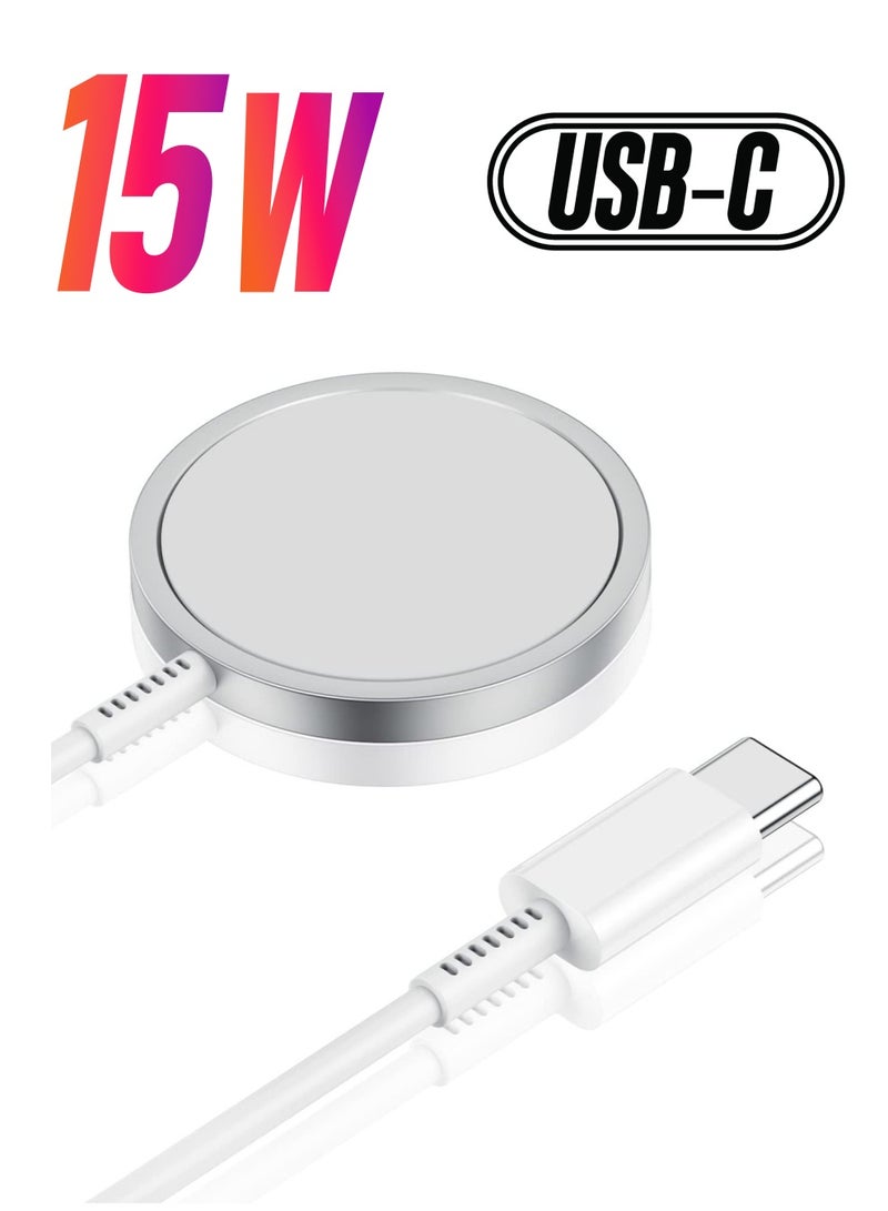 Magnetic Wireless Charger 15W Max Wireless Charging Pad,Compatible with Mag-Safe Charger for iPhone 14/13 Mini/13 Pro/13 Pro max/12 Series (No Adapter)