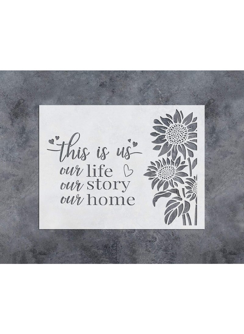 G GSS Designs GSS Designs Sunflower Stencils for Painting Decor This is US(12 x 16 Inches) Inspirational Word Stencils Sunflower DIY Craft Template for Painting on Wood, Canvas, Wall Sign Home Decor(SL-087)  - Image 1