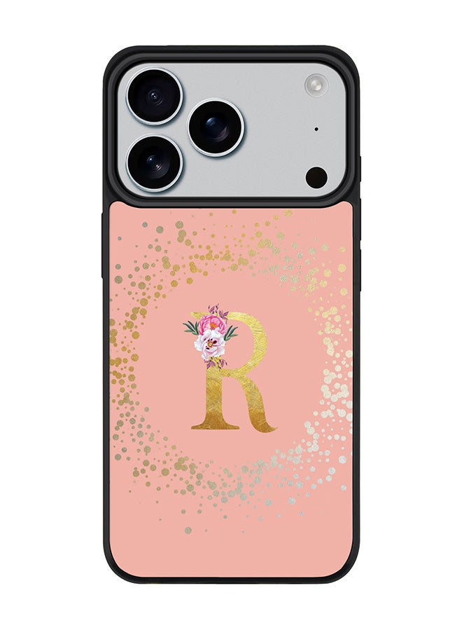 Stylizedd iPhone 17 Pro Case, [Compatible with MagSafe] Slim Magnetic cover Phone Case iPhone 17 Pro -Custom Monogram Floral - R  (Rose Pink ) - Image 1