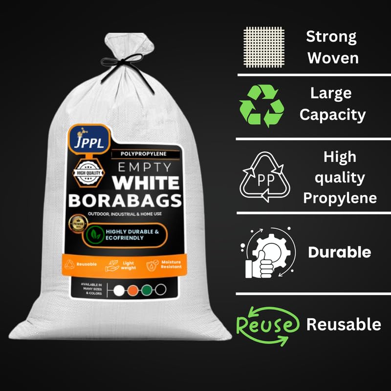 JPPL White Gunny Bags 12"X18" Capacity 10 Kg, Large Bori of Packing of Food, Parcels Goods Items bori Bags Bora For Multipurpose Packing | Empty White Big Bora | Logistics, Household (20) - Image 4