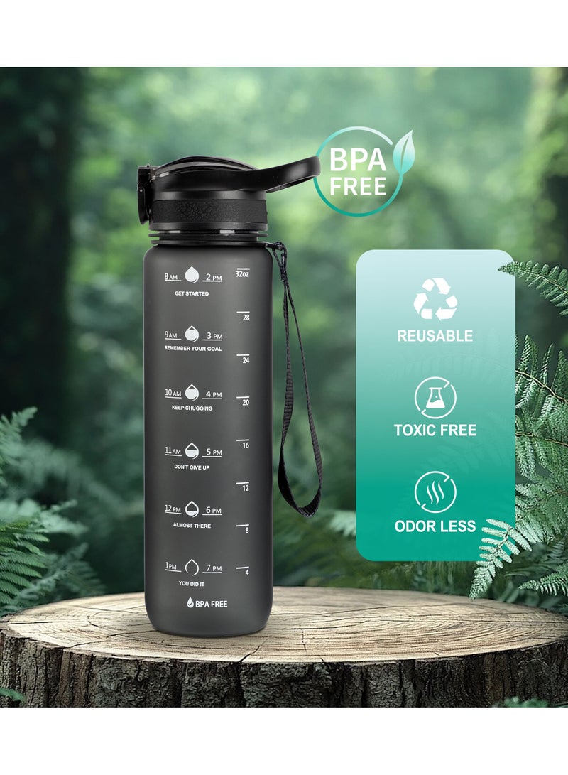 Generic Sports Water Bottle 1L / 32oz with Motivational Time Marker Straw Strainer Tritan Plastic BPA Free Bottles for kids Fitness Gym Office School Outdoor Sport and Exercise Leak Proof  - Image 5