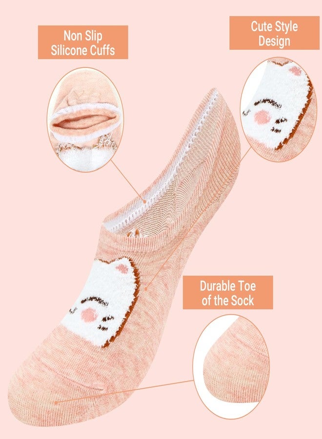 Violet Mist Women's No Show Low Cut Socks - Novelty Funny Cat Liner - Cute Invisible Non Slip Patterned Footies - Kawaii Cartoon Boat Loafer Socks - Image 4