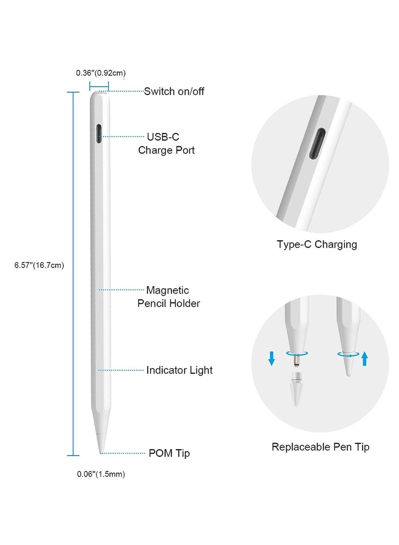 Pencil for iPad, Palm Rejection Stylus Pen Rechargeable Ultra High Precision & Sensitivity Compatible with iPad 2018~2023(iPad 10/9/8/7/6, iPad Pro/iPad mini/iPad Air)  - Image 4