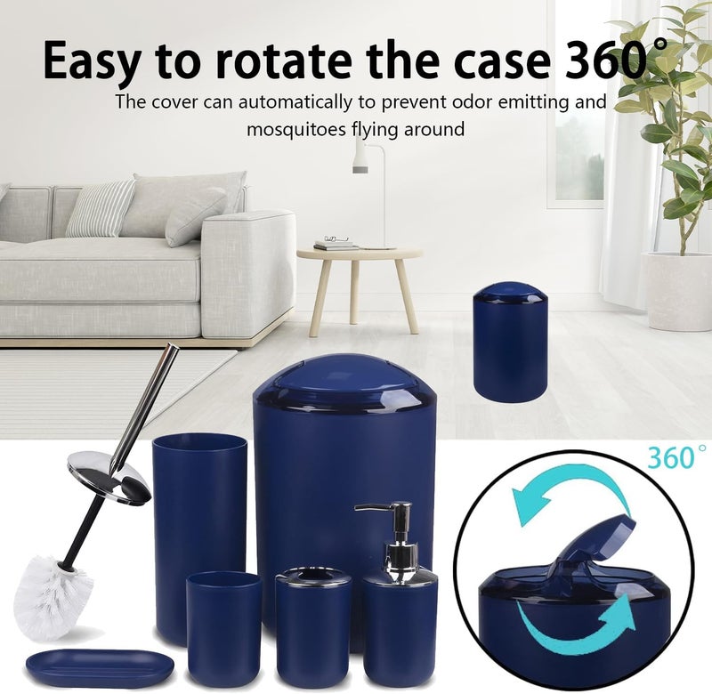 CERBIOR Bathroom Accessories Set 6 Piece Bath Ensemble Includes Soap Dispenser, Toothbrush Holder, Toothbrush Cup, Soap Dish for Decorative Countertop and Housewarming Gift (Royal blue-8pcs) - Image 5