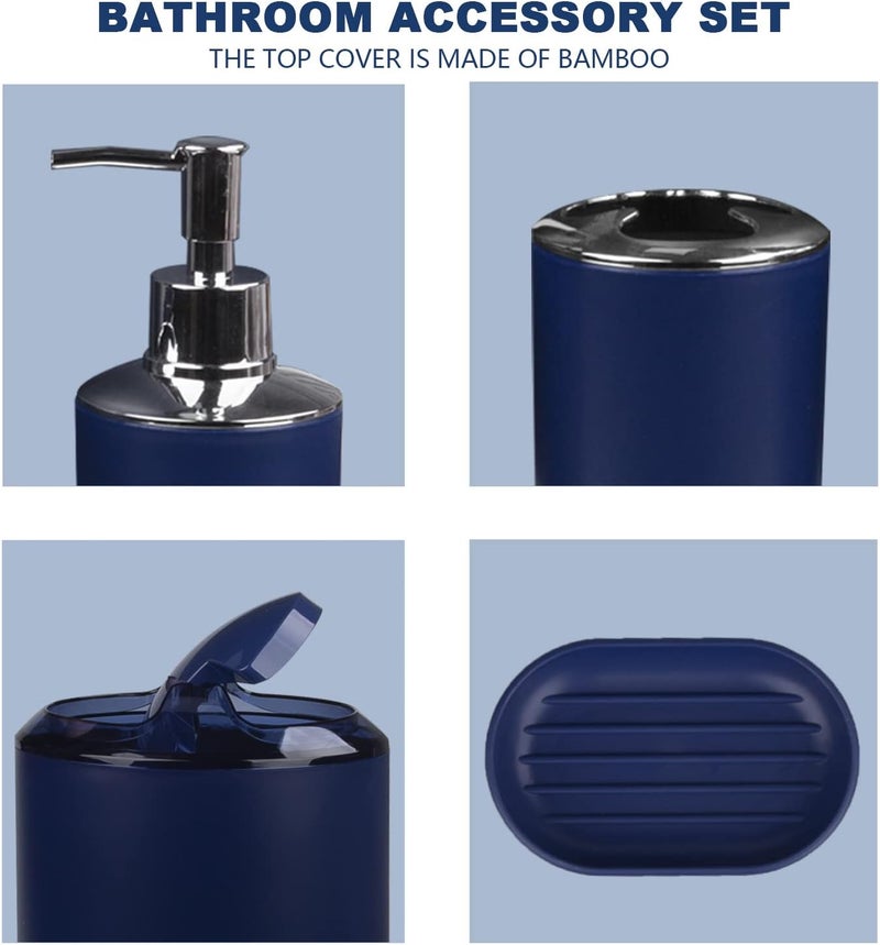 CERBIOR Bathroom Accessories Set 6 Piece Bath Ensemble Includes Soap Dispenser, Toothbrush Holder, Toothbrush Cup, Soap Dish for Decorative Countertop and Housewarming Gift (Royal blue-8pcs) - Image 3