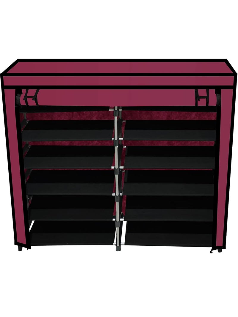 SANAMSTORE 12 Layer Collapsible Fabric Wardrobe Organizer for Clothes DIYMaroon - Image 4