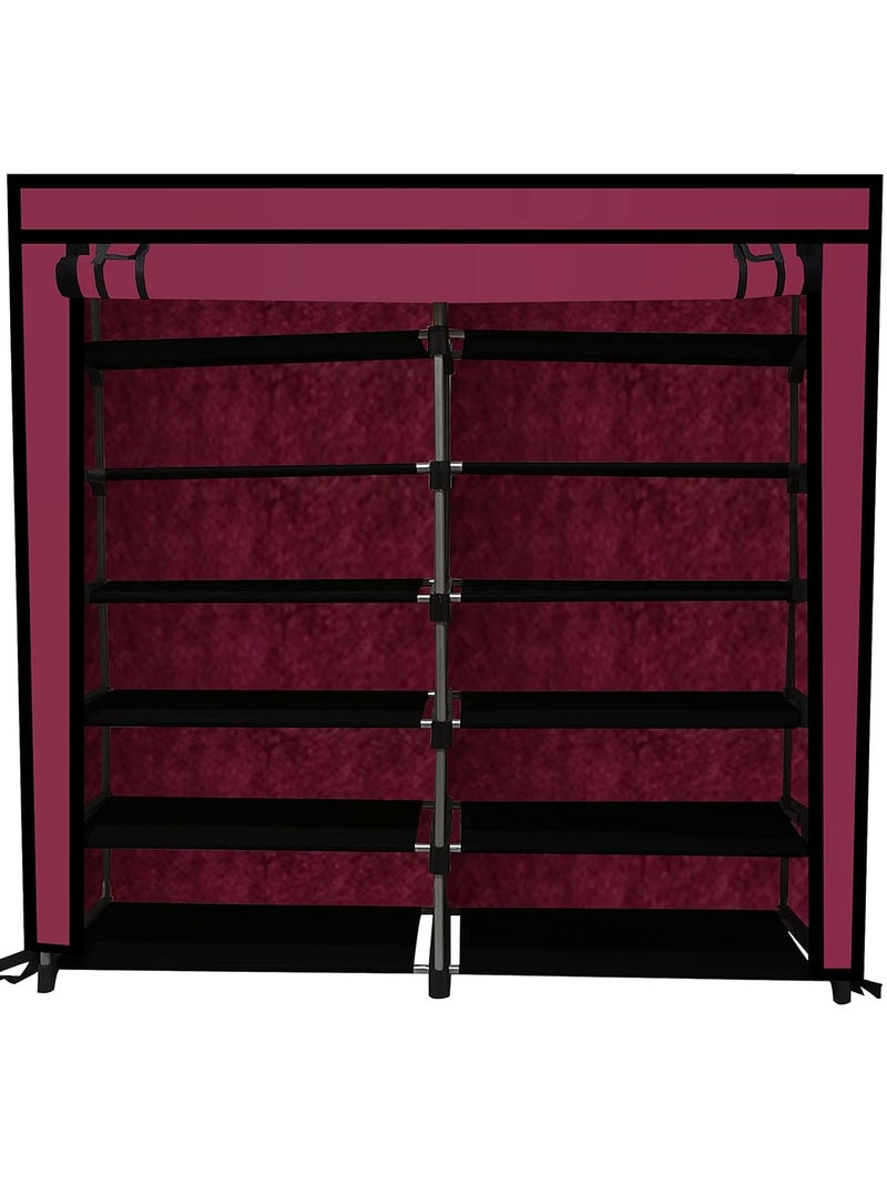 SANAMSTORE 12 Layer Collapsible Fabric Wardrobe Organizer for Clothes DIYMaroon - Image 3