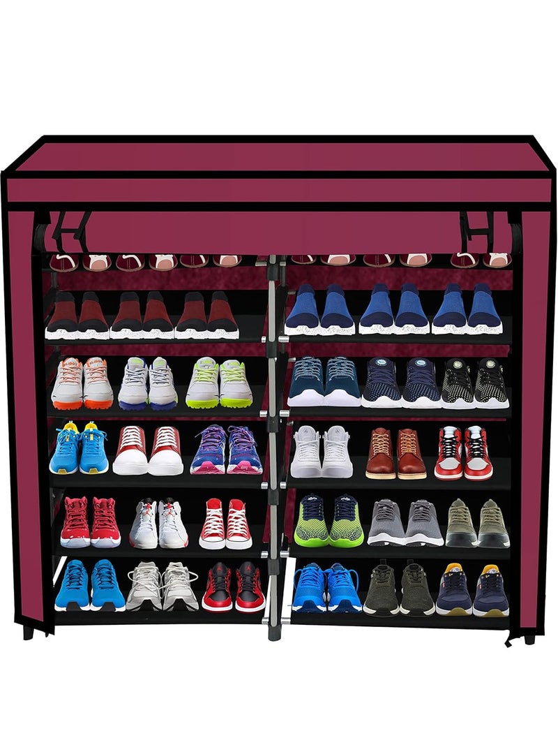 SANAMSTORE 12 Layer Collapsible Fabric Wardrobe Organizer for Clothes DIYMaroon - Image 2