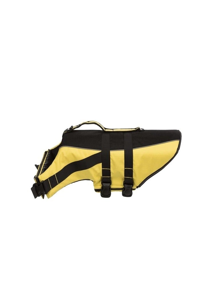 تريكسي أصفر مع سترة نجاة سوداء للكلاب - Image 1