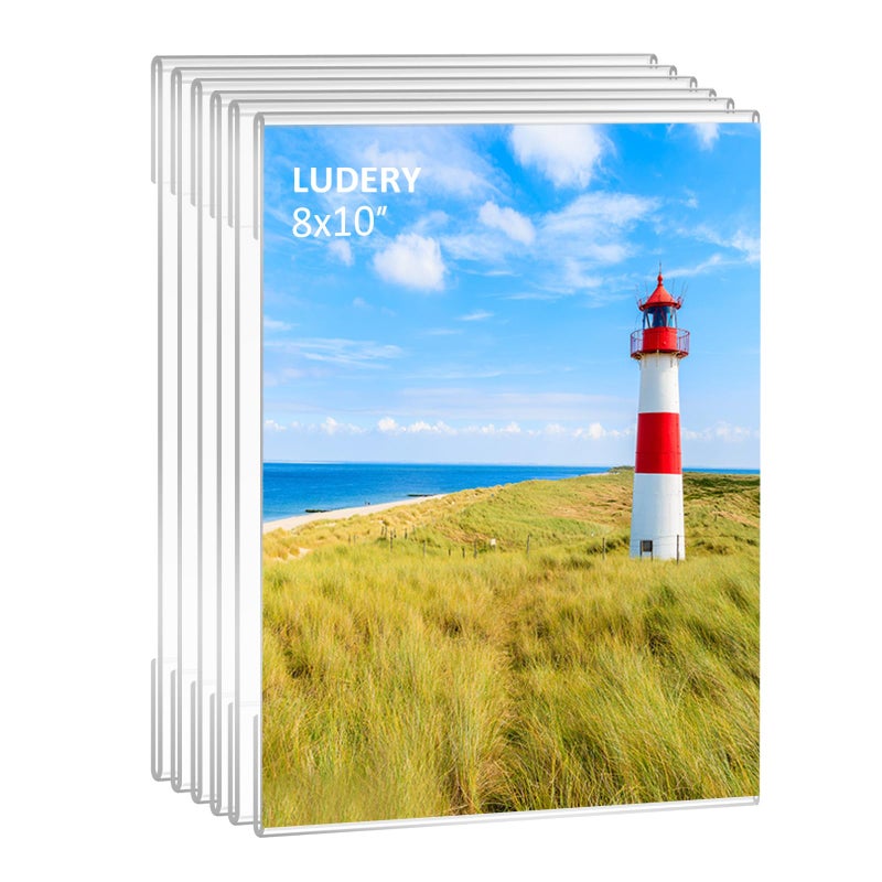 Ludery 8x10 Acrylic Picture Frames,Set of 6 Clear Photo Frame for Wall,Clear Frameless picture Frames 8 x 10,Floating Hanging Picture Frames 8 x 10 for Home, School, Office - Image 1