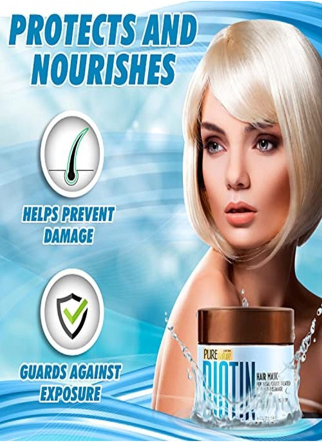 Pure Nature Lux Spa - قناع الشعر البيوتين علاج مرطب للشعر الجاف والتالف بلسم مكثف لعلاج النمو مع الكيراتين والكولاجين وزيت الأركان المغربي رطوبة مكثفة لنهايات الشعر المتقصفة - Image 1