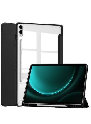 Case Compatible With Samsung Galaxy Tab S9 FE Plus 12.4 Inch 2023 with Pencil Holder Clear Transparent Back Shell Slim Stand Shockproof Tablet Cover Auto Wake/Sleep (Black) - pzsku/Z7E2F9C8F276A9D67CFC2Z/45/_/1697017316/9b2840b6-2866-4ea8-9bc9-7396d4dcea9a