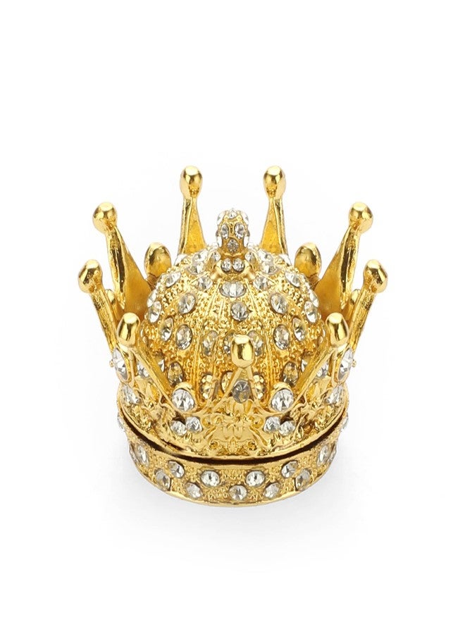 ELLDOO Gold Crown Trinket Box, Vintage Metal Enameled Decorative Box Ring Earrings Jewelry Organizer Gift Box for Girl Women - Image 1