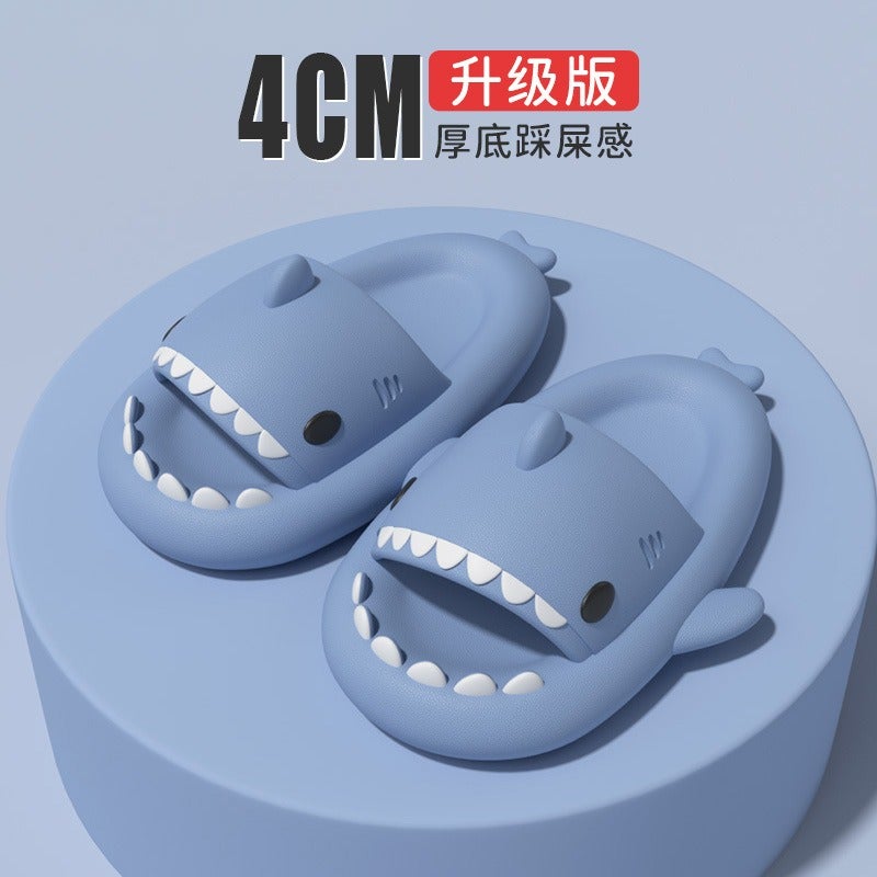 Chunky Sole Shark Couple Slippers Women's Squishy Sandals Men's Funny Indoor Outdoor Cute Cartoon Trendy Flip-Flops