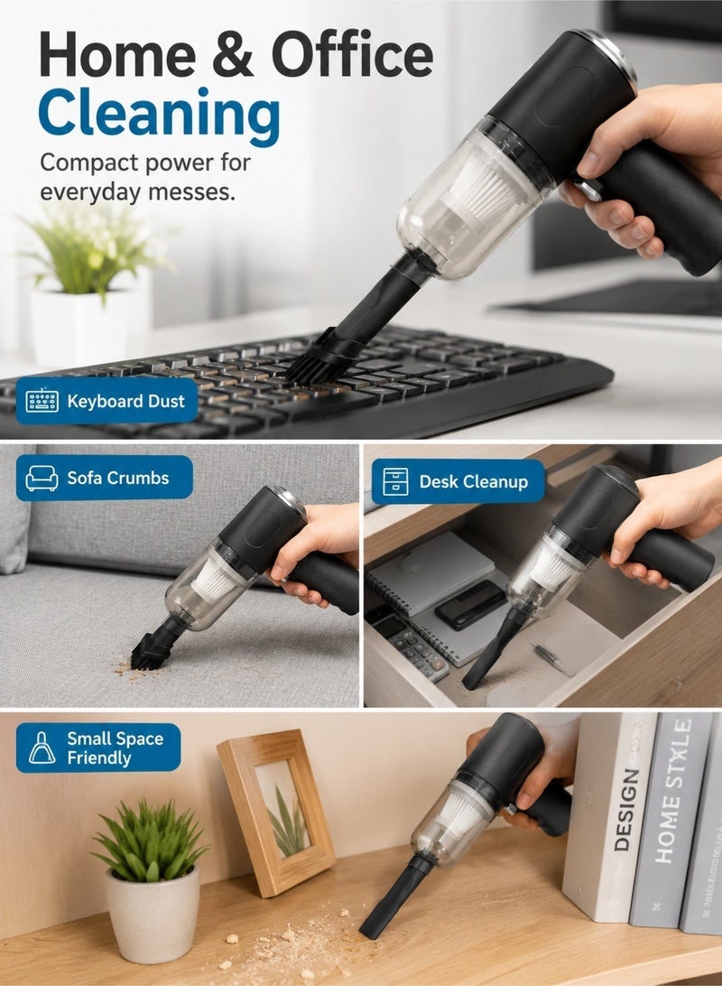 Leoxol Cordless Car Vacuum Cleaner 0.1L | 2 Speed Handheld Vacuum And Blower | Portable Mini Vacuum Cleaner With Filter Brush Nozzle For Car Home Office - Image 3