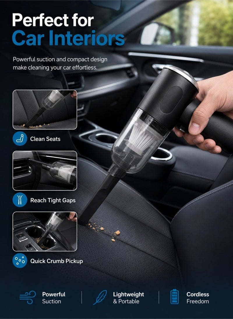 Leoxol Cordless Car Vacuum Cleaner 0.1L | 2 Speed Handheld Vacuum And Blower | Portable Mini Vacuum Cleaner With Filter Brush Nozzle For Car Home Office - Image 4