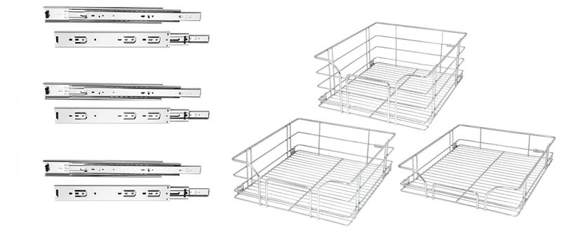 NNIDHI NNIDHI Basket Stainless Steel Floor Mount Modular Kitchen Basket AccessoriesMultipurpose Utensils Cabinet Drawer For Kitchen Wired 4 Plain 6 Plain 8 Plain 8Mm17 WidthX20 Depth Inch With Channel  - Image 1