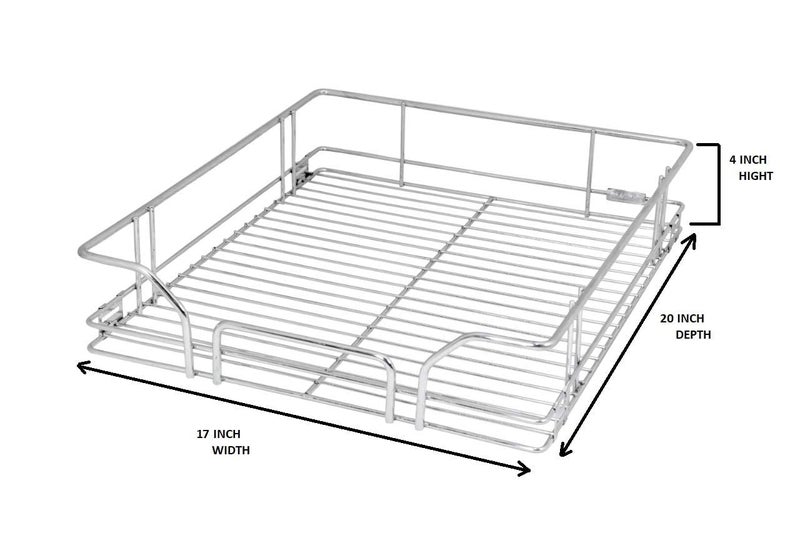 NNIDHI NNIDHI Basket Stainless Steel Floor Mount Modular Kitchen Basket AccessoriesMultipurpose Utensils Cabinet Drawer For Kitchen Wired 4 Plain 6 Plain 8 Plain 8Mm17 WidthX20 Depth Inch With Channel  - Image 3