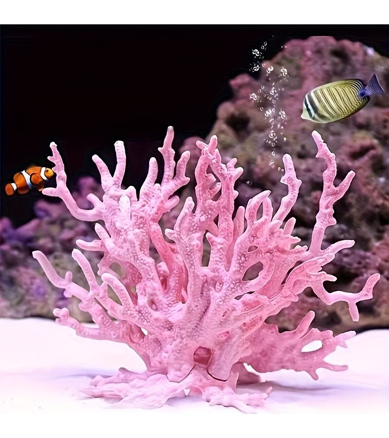 Multi Color Ocean Coral Decor White Blue Pink Resin Aquarium Ornament - Image 1