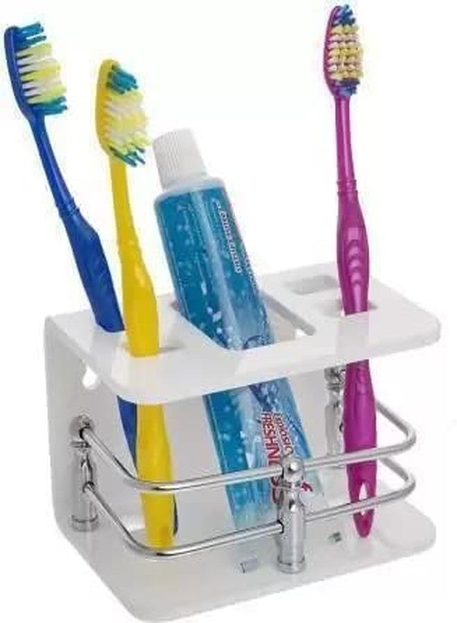 GLAMAXY Acrylic Tooth Brush Holder/Stand/Tumbler for Bathroom Accessories for Home Acrylic Wall Shelf (Number of Shelves - 1, White) - Image 3