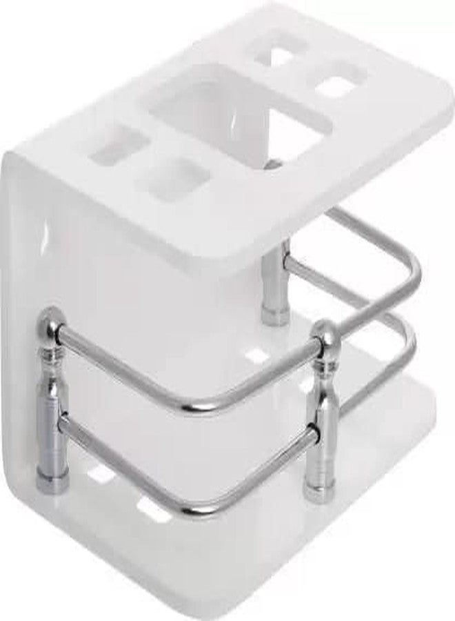 GLAMAXY Acrylic Tooth Brush Holder/Stand/Tumbler for Bathroom Accessories for Home Acrylic Wall Shelf (Number of Shelves - 1, White) - Image 1